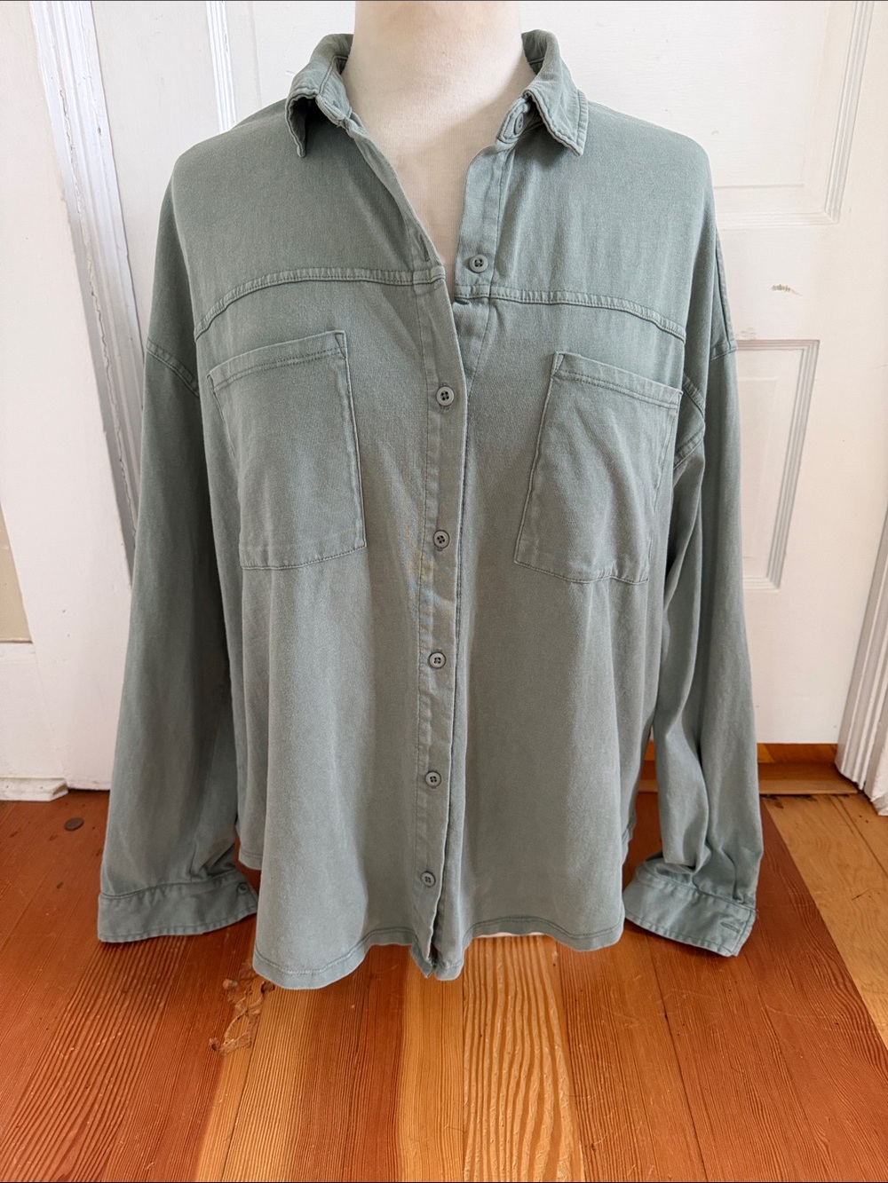 Z Supply Long Sleeve Button Down Knit Top Large
